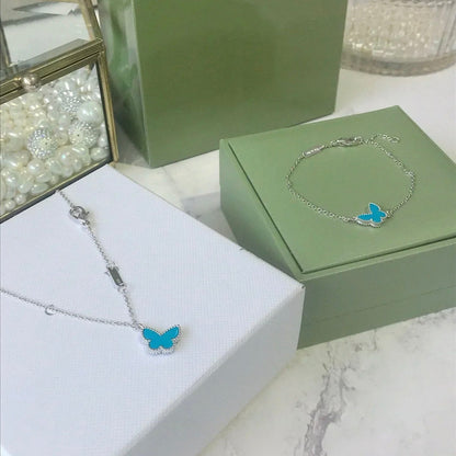 [LUXE]BUTTERFLY TURQUOISE BUTTERFLY BRACELET SILVER