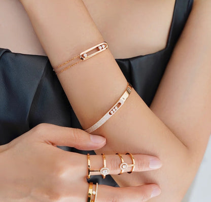 [LUXE] Move Noa Rose Gold Pavé Diamond Bangle Bracelet