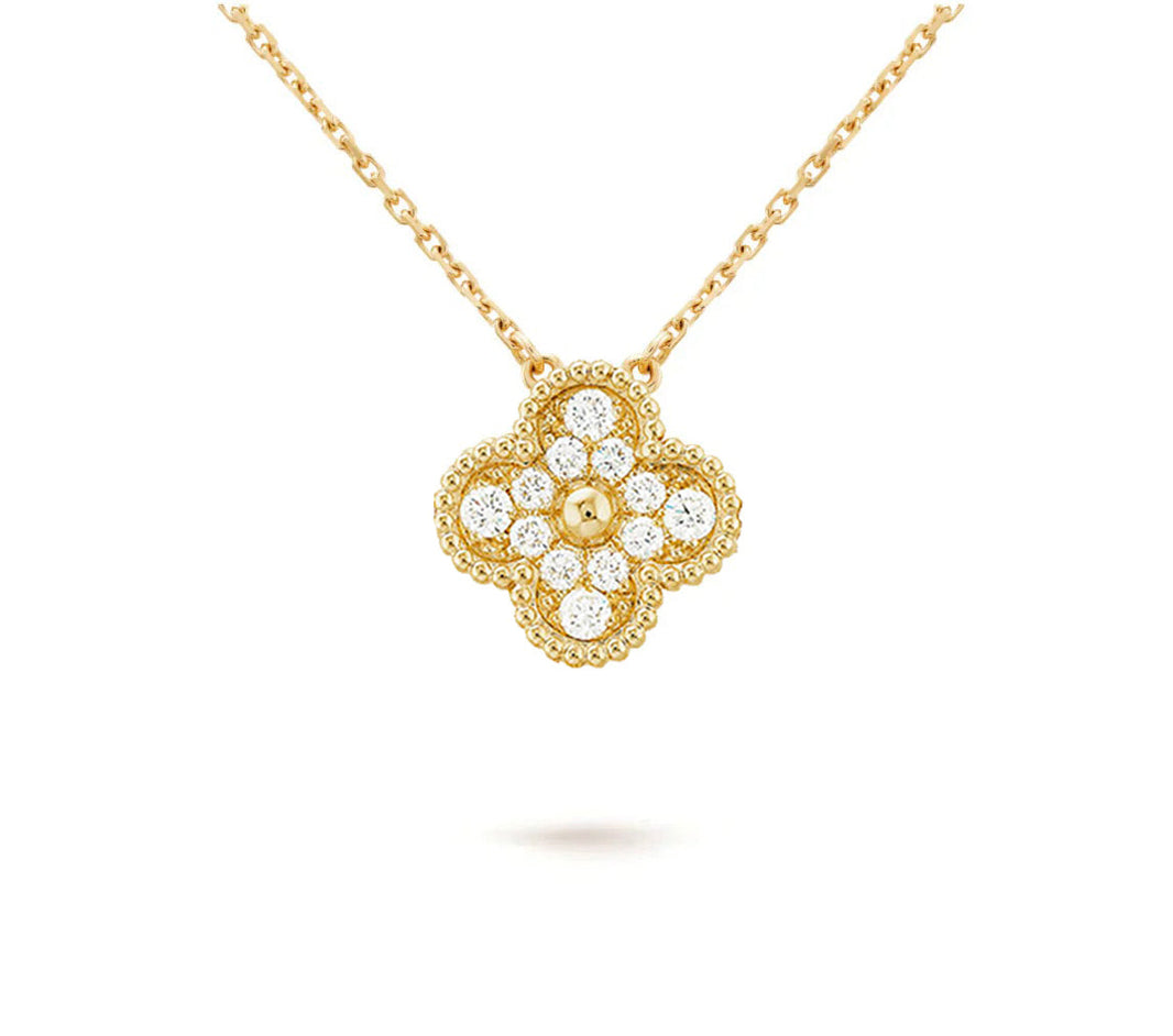 [LUXE]CLOVER 15MM DIAMOND SINGLE FLOWER NECKLACE COLLECTION