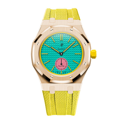 Steel Case & Fluoroelastomer Strap Full‑wrap Embedded Watch Band