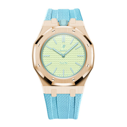 Steel Case & Fluoroelastomer Strap Full‑wrap Embedded Watch Band