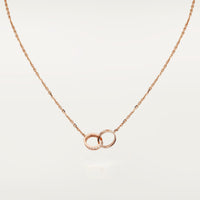 [LUXE] LOVE DOUBLE RING HALF DIAMOND NECKLACE