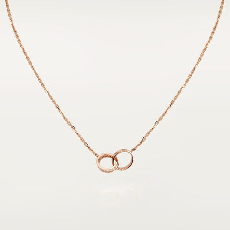 [LUXE] LOVE DOUBLE RING HALF DIAMOND NECKLACE