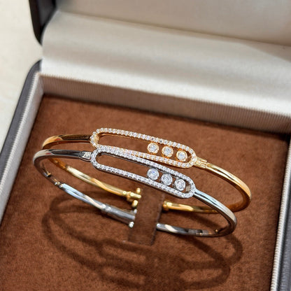 [LUXE] Move Pavé Diamond Bangle Bracelet M