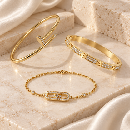 [LUXE] LOVE & JUSTE Baby Move Diamond Bracelet Stack Set