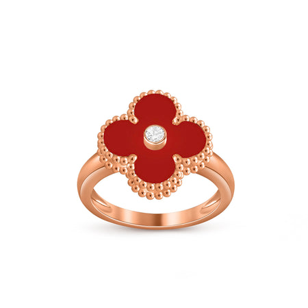 [LUXE] ANILLO DE DIAMANTE TRÉBOL COLECCIÓN ORO ROSA