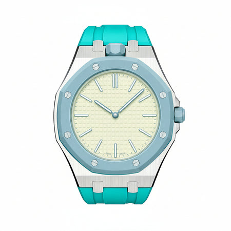 Oak Pop Sky Blue Steel Silicone Strap