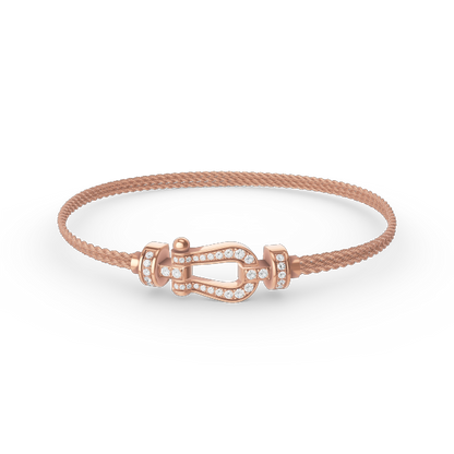 [LUXE]FORCE PULSERA DE CUERDA CON CADENA DE DIAMANTE Y HERRADURA PEQUEÑA
