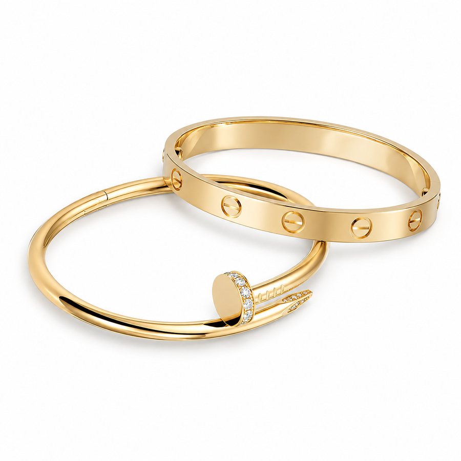 [LUXE] LOVE Classic & JUSTE Diamond Bracelet Stack Set
