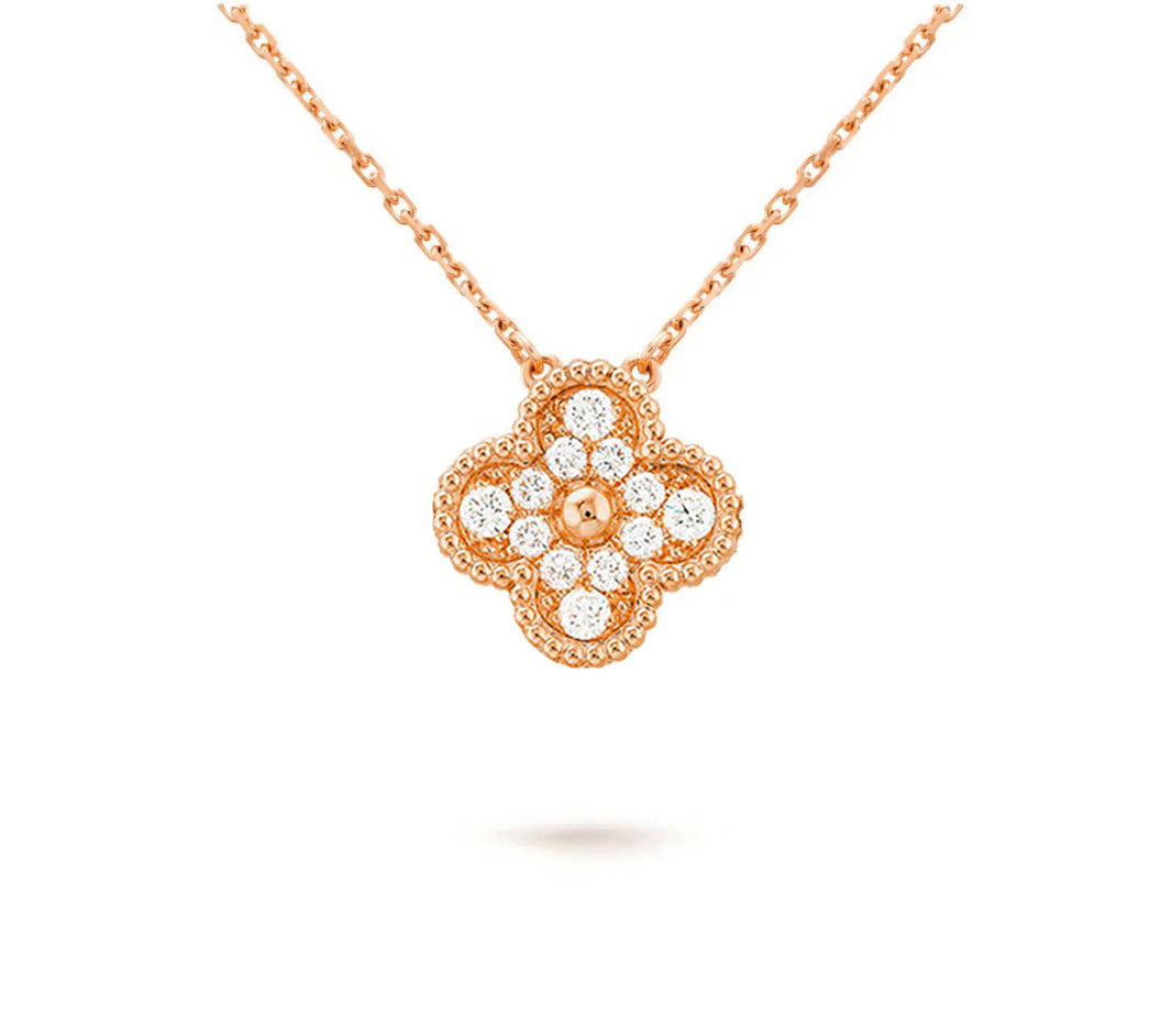 [LUXE]CLOVER 15MM DIAMOND SINGLE FLOWER NECKLACE COLLECTION