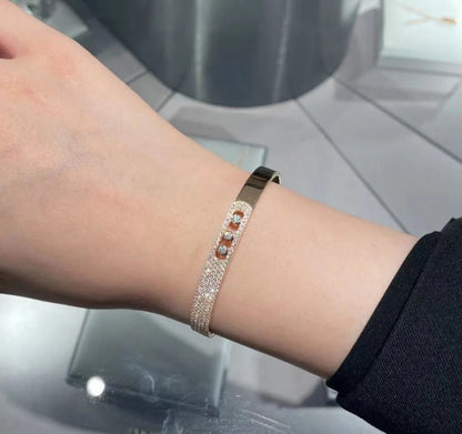 [LUXE] Move Noa Rose Gold Pavé Diamond Bangle Bracelet