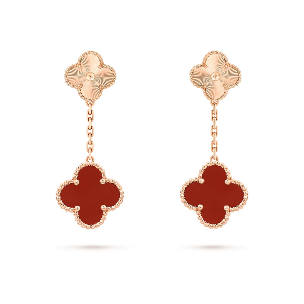 [LUXE]CLOVER 2 MOTIF  LASER CARNELIAN EARRINGS