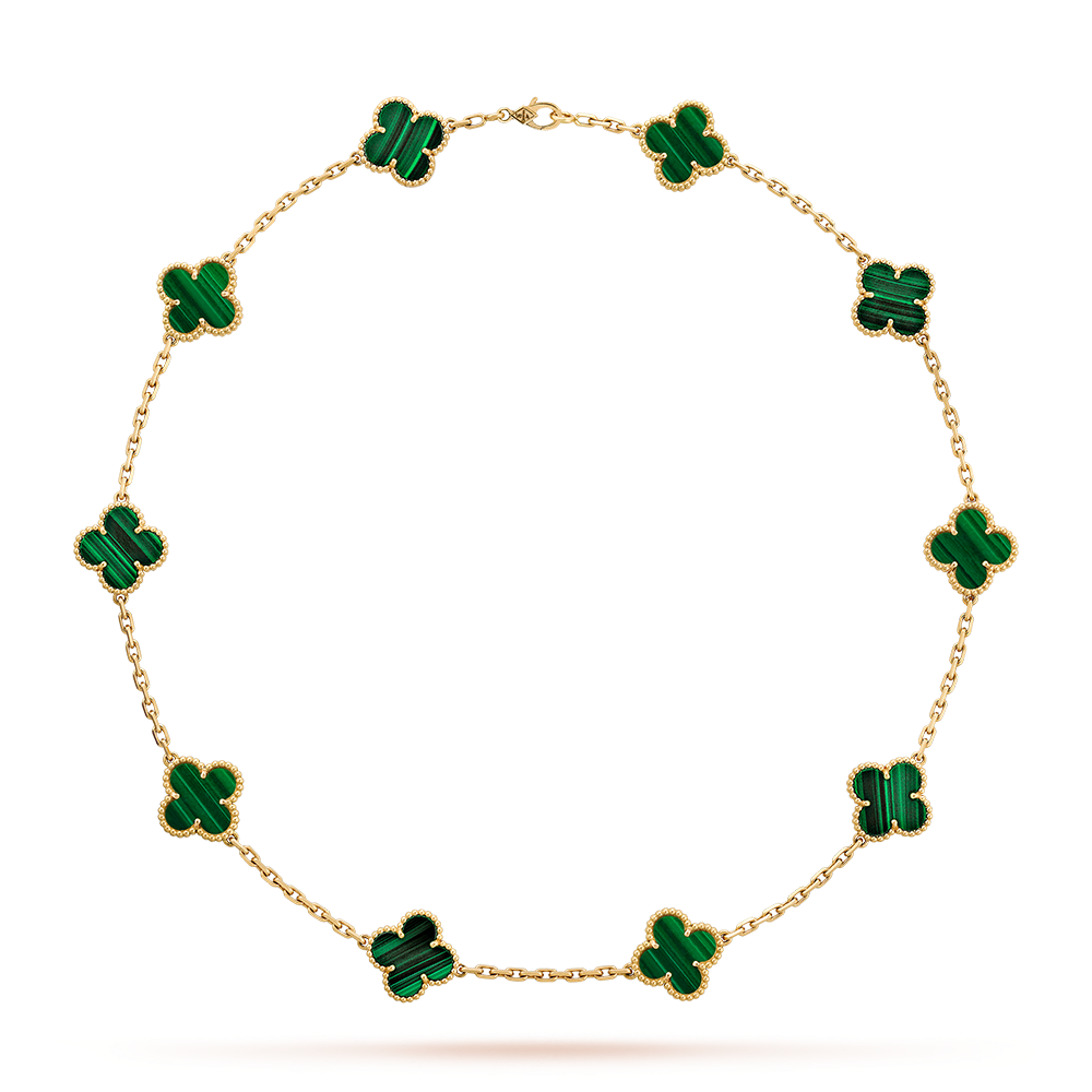 [LUXE]CLOVER 10 MOTIFS MALACHITE NECKLACE