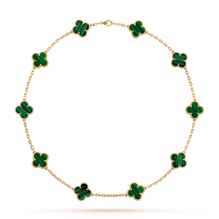 [LUXE]CLOVER 10 MOTIFS MALACHITE NECKLACE