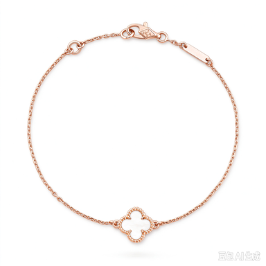 [LUXE]PULSERA DE UNA SOLA FLOR CON TRÉBOL BLANCO