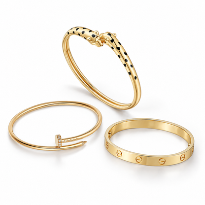 [LUXE] Panthère & LOVE  & JUSTE  Diamond Bracelet Stack Set