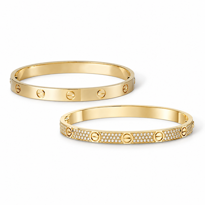 [LUXE] LOVE  Classic & Diamond-Paved Bracelet Stack Set