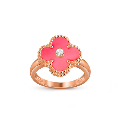 [LUXE] ANILLO DE DIAMANTE TRÉBOL COLECCIÓN ORO ROSA