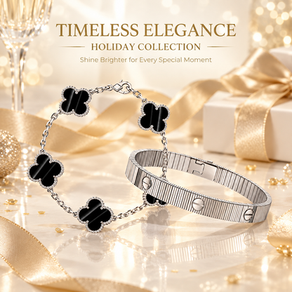 [LUXE] Clover 5-Motif & LOVE Unlimited Bracelet Set