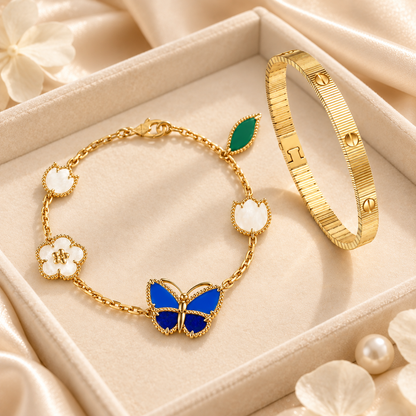 [LUXE] Lucky Spring Butterfly 5-Motif & LOVE Unlimited Bracelet Stack Set