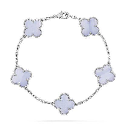 [LUXE] CLOVER 5 MOTIF PURPLE CHALCEDONY BRACELET COLLECTION