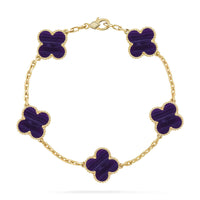 [LUXE]CLOVER 5 MOTIF PURPLE STRIPES BRACELET COLLECTION