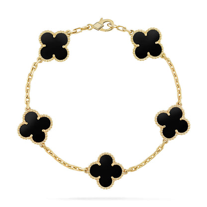 [LUXE]Force Horseshoe & Clover 5 Motifs Bracelet Stack Set