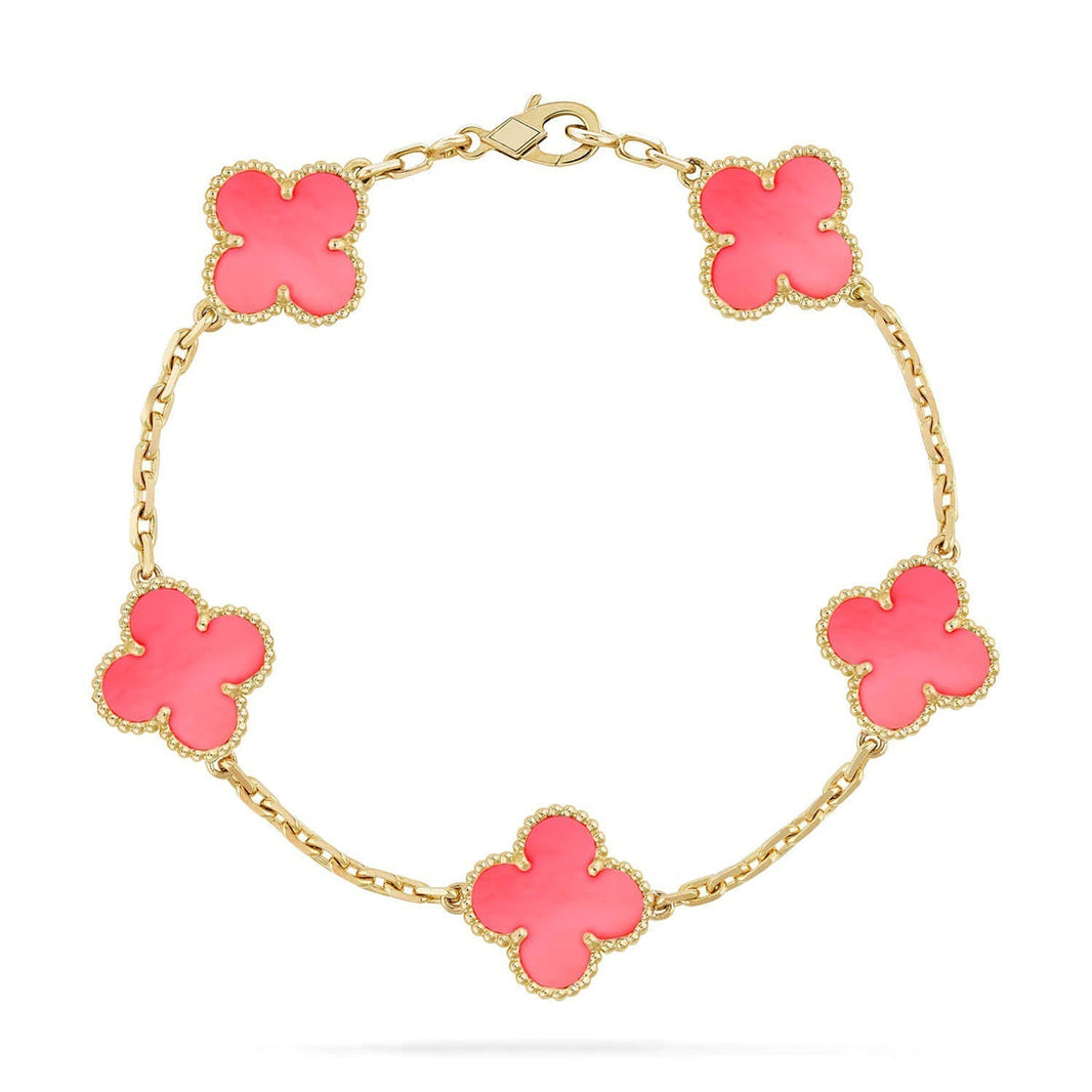[LUXE] CLOVER 5 MOTIFS  PINK MOP BRACELET COLLECTION