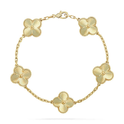 [LUXE] CLASH & Clover Laser 5-Motif & LOVE Brushed Bracelet Stack Set
