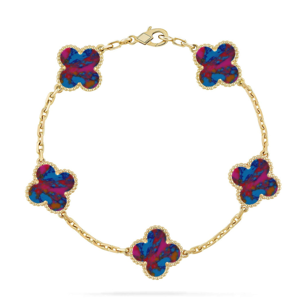 [LUXE]CLOVER 5 MOTIF COLOR GEMSTONES BRACELET COLLECTION