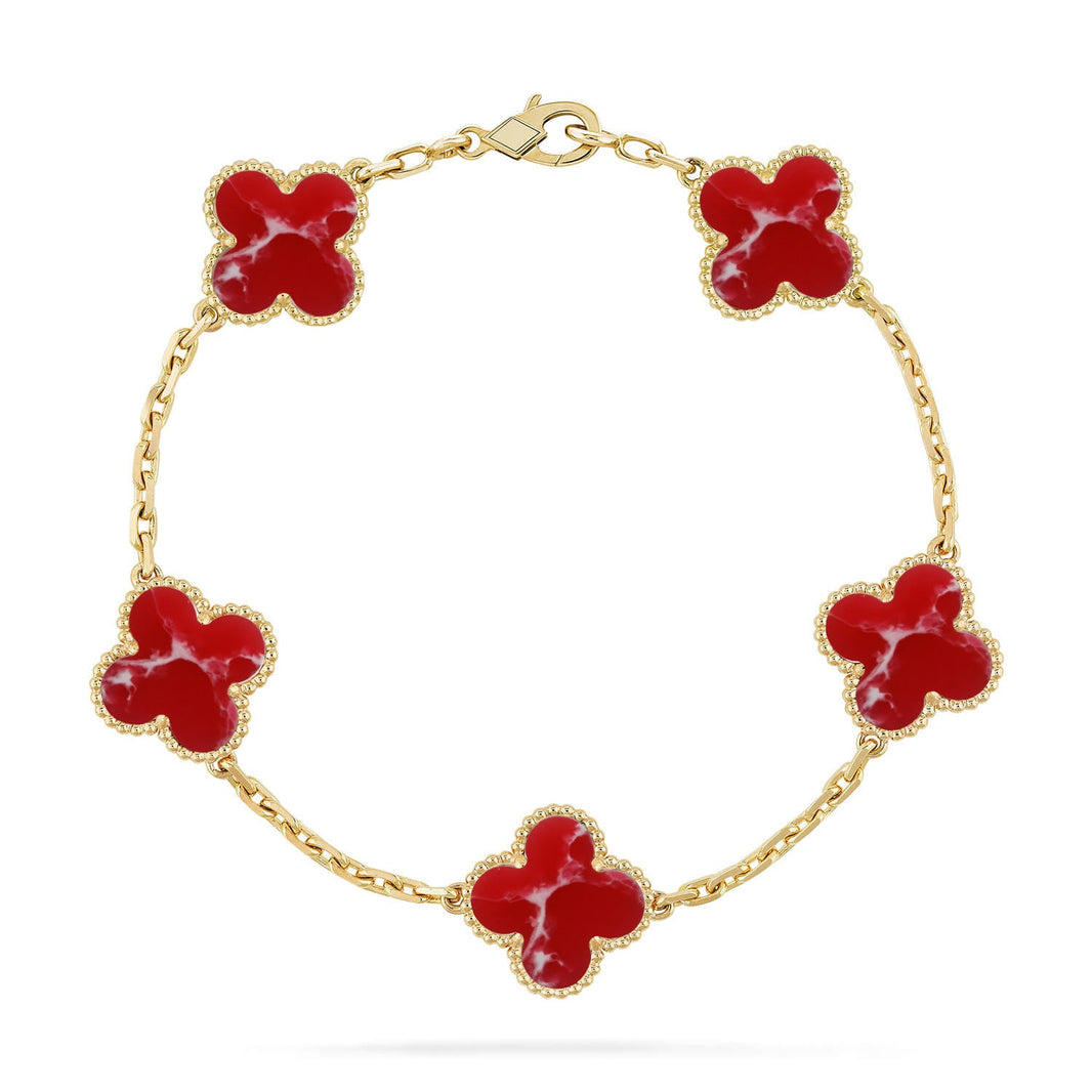 [LUXE]CLOVER 5 MOTIF RED PATTERN BRACELET COLLECTION