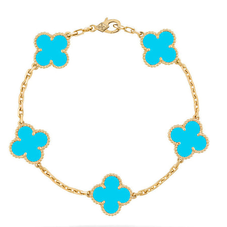 [LUXE] CLOVER 5 MOTIF TURQUOISE BRACELET COLLECTION