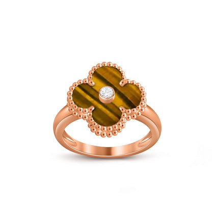 [LUXE] ANILLO DE DIAMANTE TRÉBOL COLECCIÓN ORO ROSA