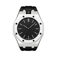 Oak Pop Black Steel Silicone Strap