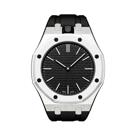 Oak Pop Black Steel Silicone Strap