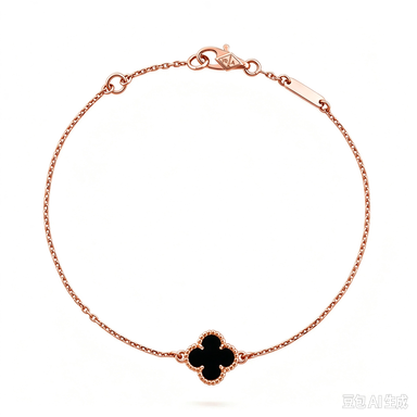 [LUXE]CLOVER ONYX SINGLE FLOWER BRACELET