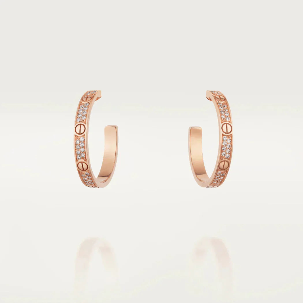 [LUXE] PENDIENTES DE ARO DE ORO ROSA CON DIAMANTES LOVE