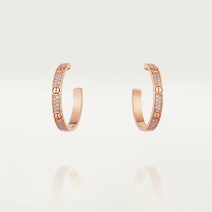 [LUXE] PENDIENTES DE ARO DE ORO ROSA CON DIAMANTES LOVE