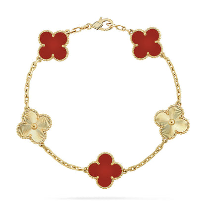 [LUXE]Clover & Love Diamond-Paved Radiant Line 2-Piece Bracelet Stack Set