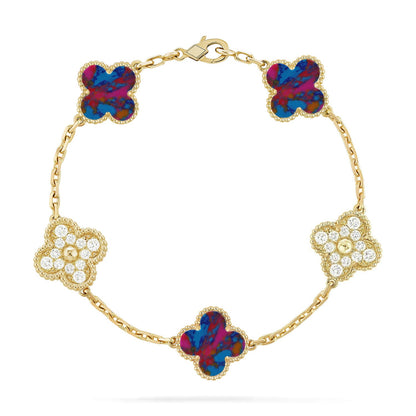 [LUXE]CLOVER 5 MOTIF COLOR GEMSTONES BRACELET COLLECTION