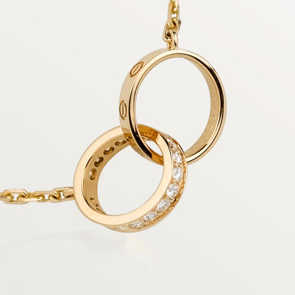 [LUXE] LOVE DOUBLE RING HALF DIAMOND NECKLACE