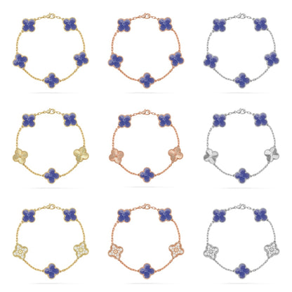 [LUXE] COLECCIÓN DE PULSERAS CON 5 MOTIVOS DE TRÉBOL VENAS AZULES
