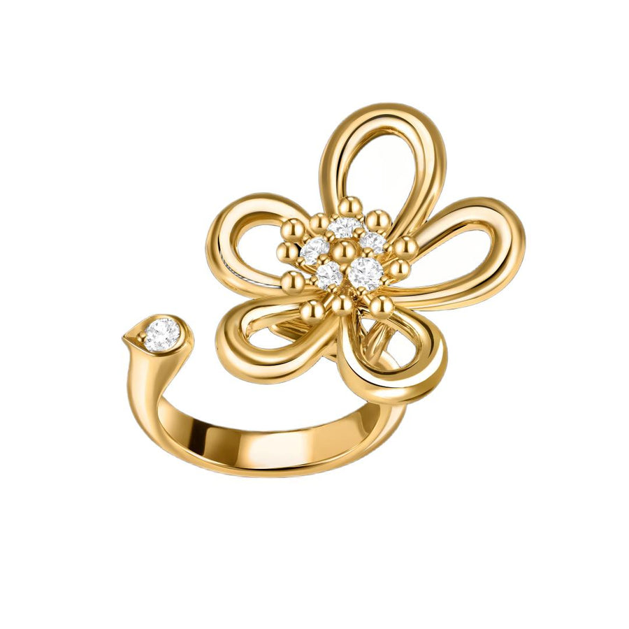[LUXE]  FLOWERLACE OPEN RING 5 DIAMONDS