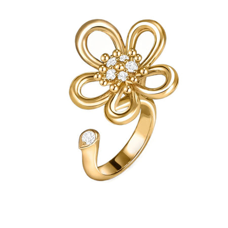 [LUXE]  FLOWERLACE OPEN RING 5 DIAMONDS
