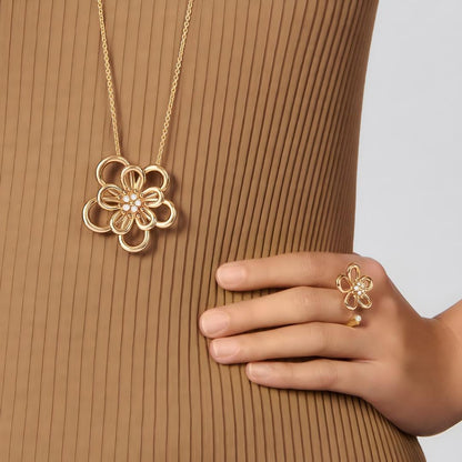 [LUXE]  FLOWERLACE OPEN RING 5 DIAMONDS
