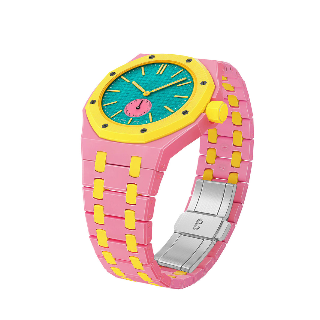Oak Pop Exclusive Pink And Yellow Bioceramic Strap