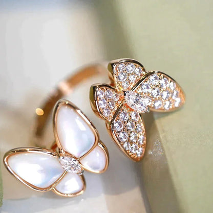 [LUXE]TWIN BUTTERFLY DIAMOND MOP RING