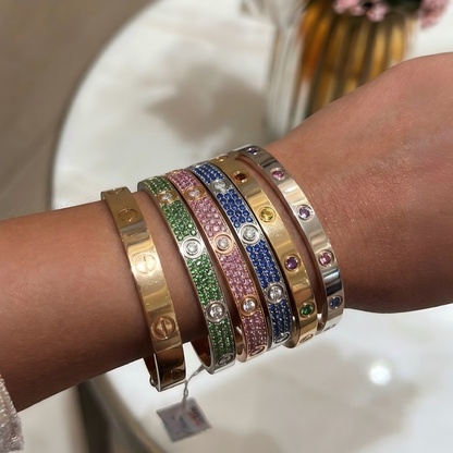 [LUXE]2026 PAVE GEMSTONE LOVE BRACELET 6.1MM 10 DIAMONDS