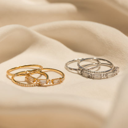 Juego de anillos apilables de diamantes