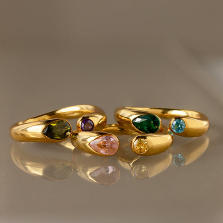 Anillo de sello con piedra de nacimiento Toi et Moi